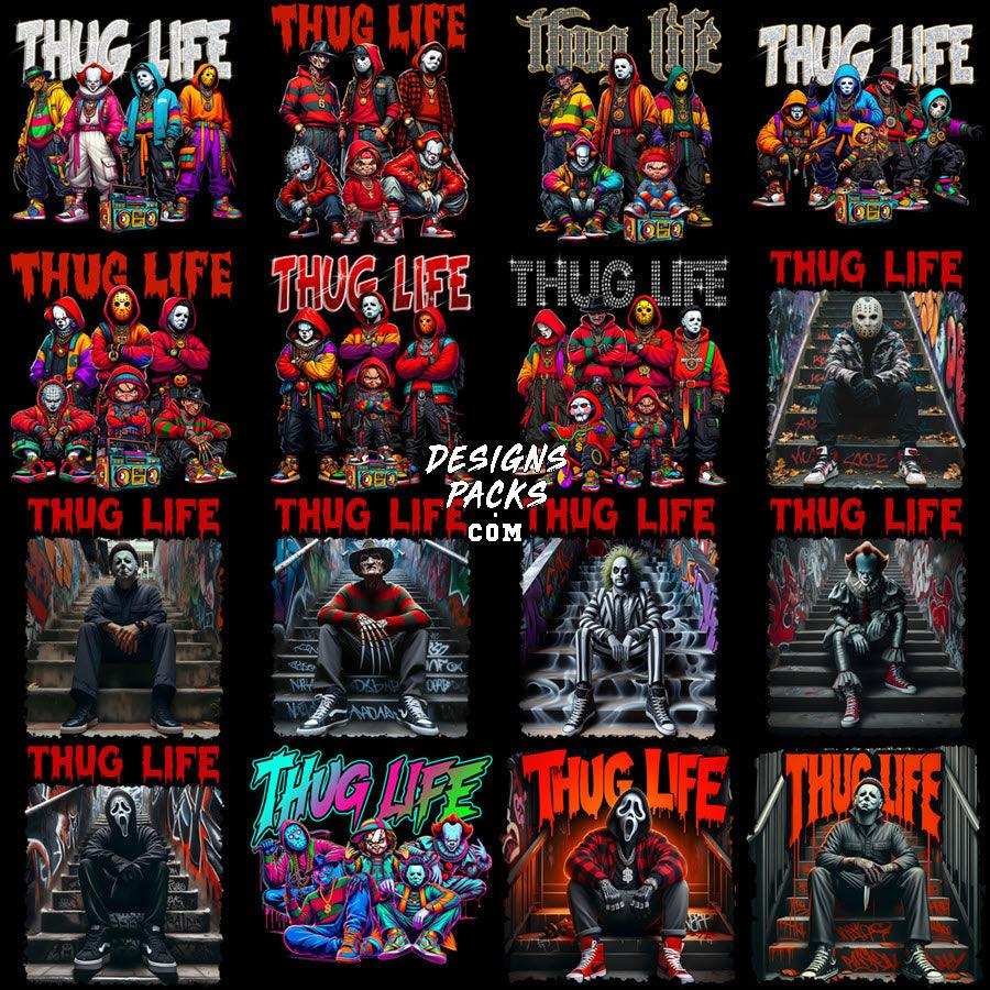 69 Horror Halloween Slashers Thug Life Designs Bundle PNG
