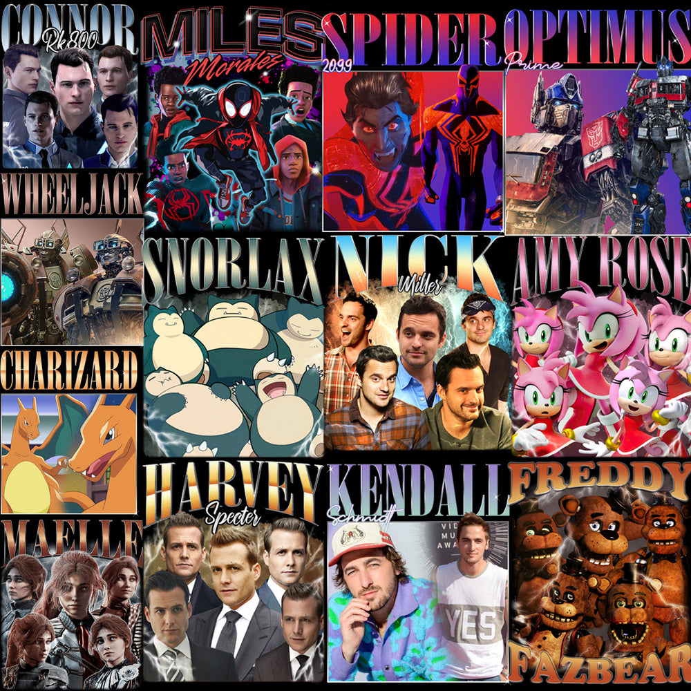 50 Celebrity Fan Mixed Bootleg V2 90s Designs Bundle PNG