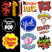 Load image into Gallery viewer, 70 Snack Candy Chocolate Brands Logos Designs Bundle PNG
