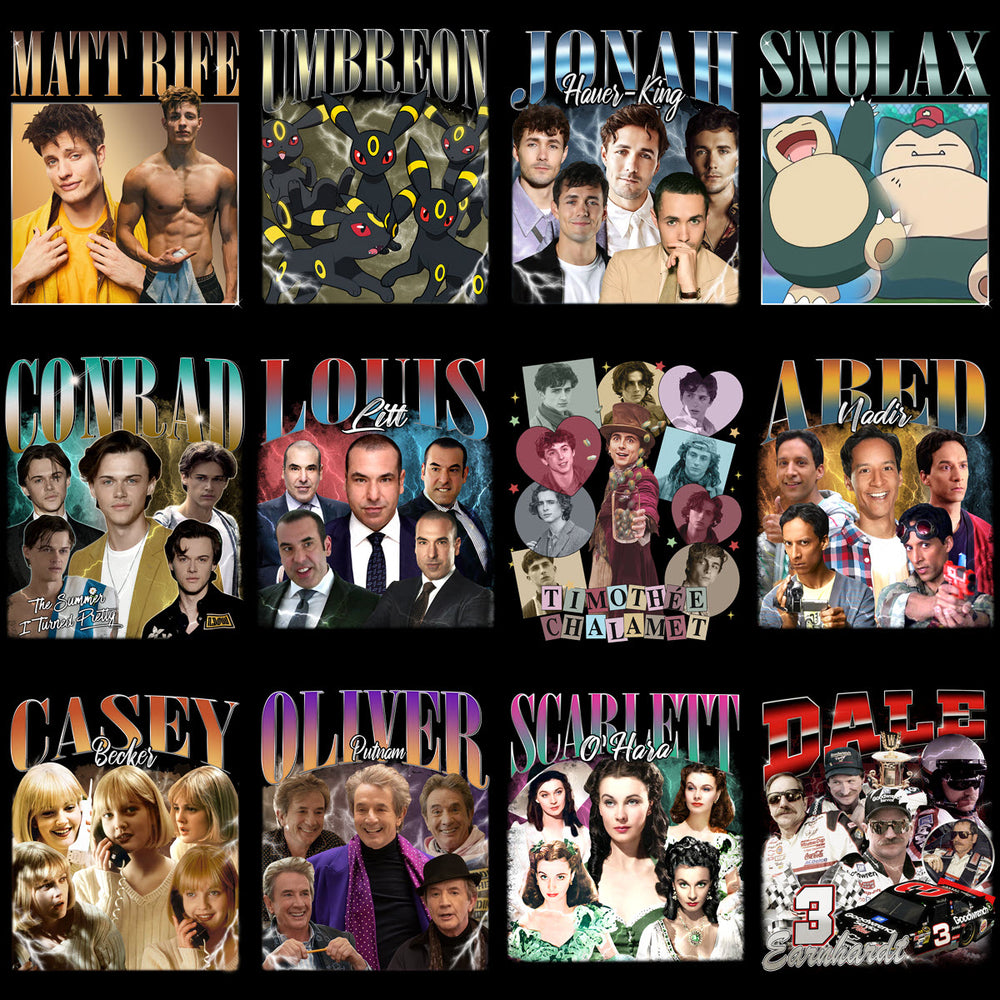 50 Celebrity Fan Mixed Bootleg 90s V3 Designs Bundle PNG
