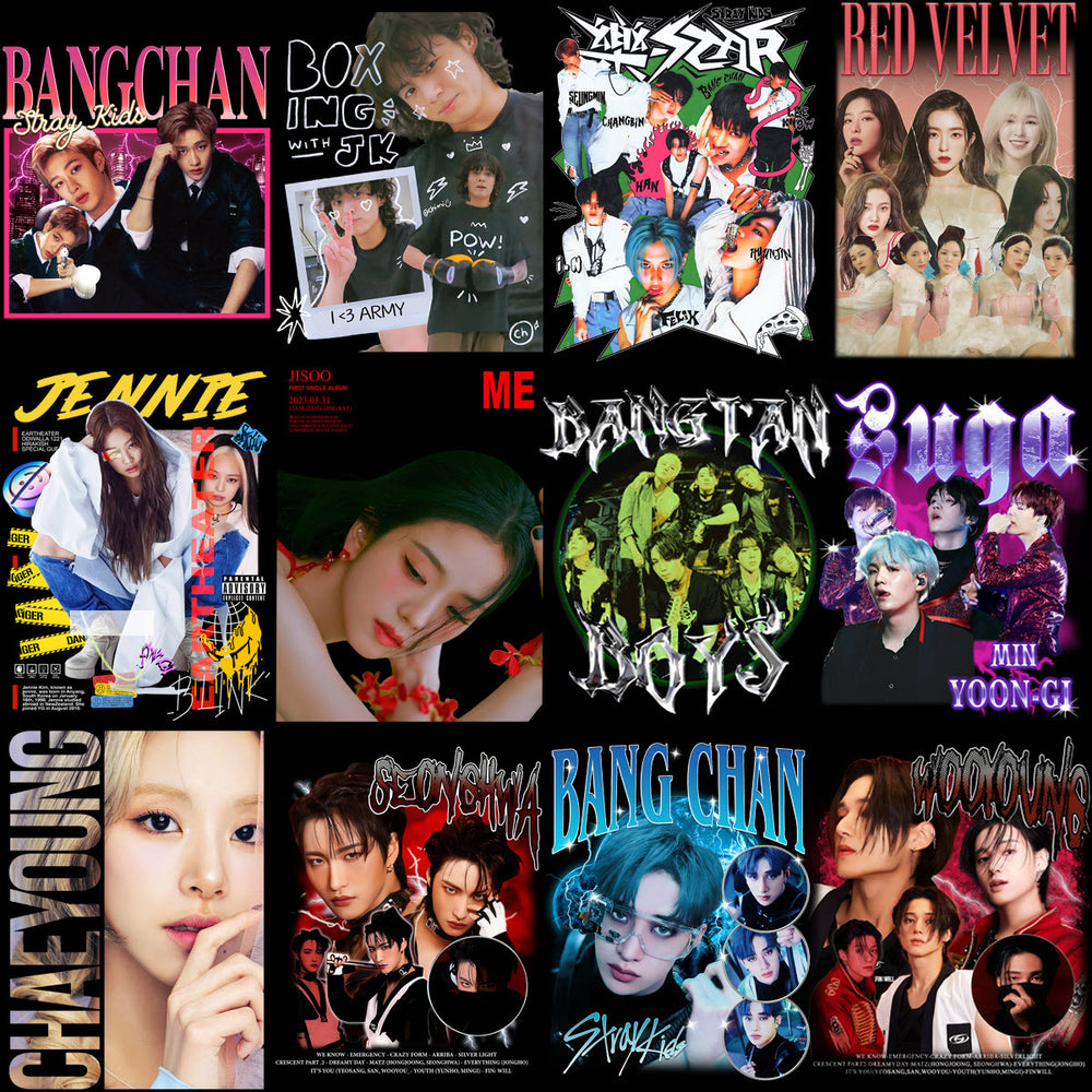 65 KPOP Music Tribute Streetwear & Bootleg Designs Bundle PNG