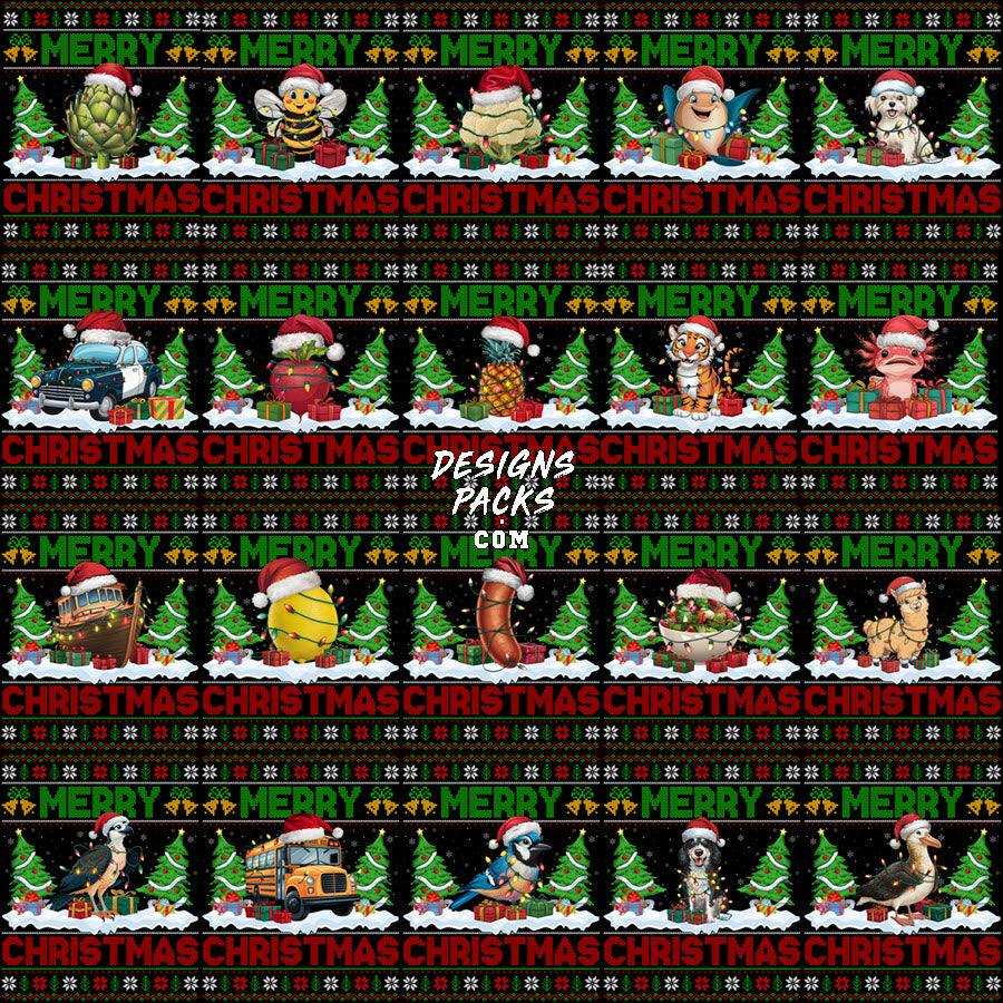 160 Ugly Sweater Merry Christmas Designs Bundle PNG