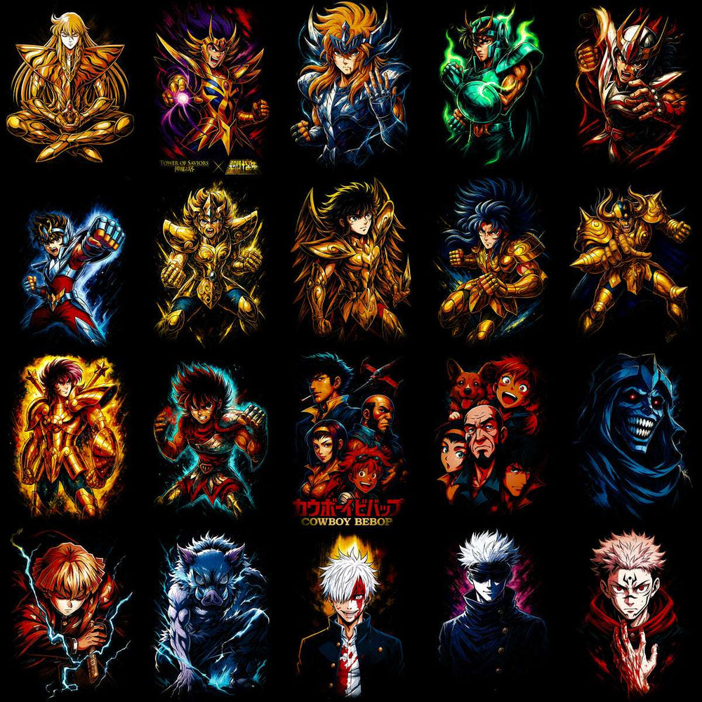 Anime character designs for DTF, DTG, embroidery & tumbler wraps — print-ready PNG, SVG, PES