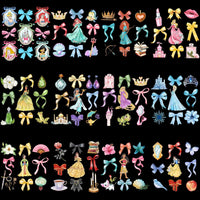 Load image into Gallery viewer, Disney princess PNG bundle with bows, crowns, castles, and accessories for DTG, DTF, embroidery designs
