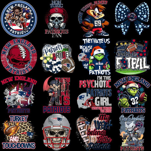 95 Mega Football Team New England Patriots Mixed V4 Designs Bundle PNG