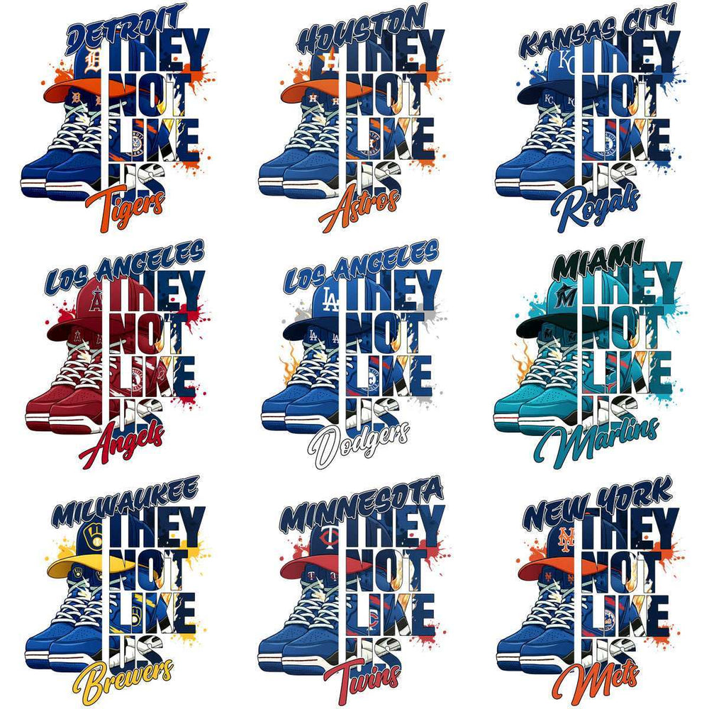 30 Baseball Teams They Not Like Us Sneakers Designs Bundle PNG