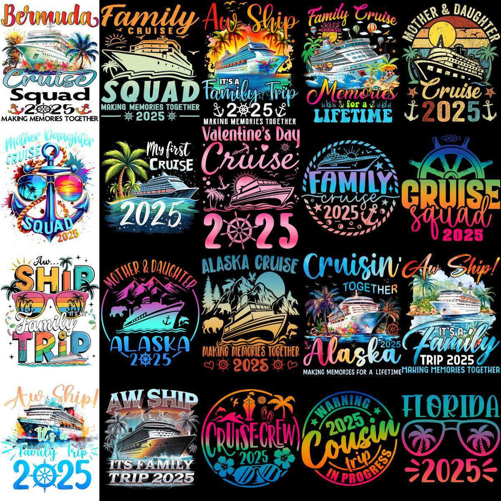 80 Family Vacation Cruise 2025 Designs Bundle PNG