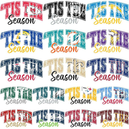 32 Christmas Tis The Season Football Teams Logo Designs Bundle PNG