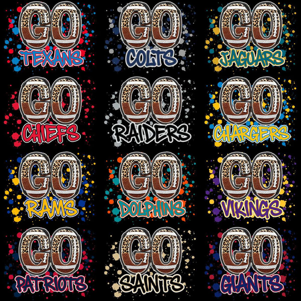 Go Team Football Designs for DTF DTG Print-Ready PNG SVG