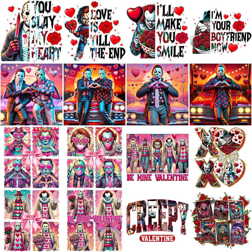 99 Valentine Horror Slashers Mega Designs Bundle PNG