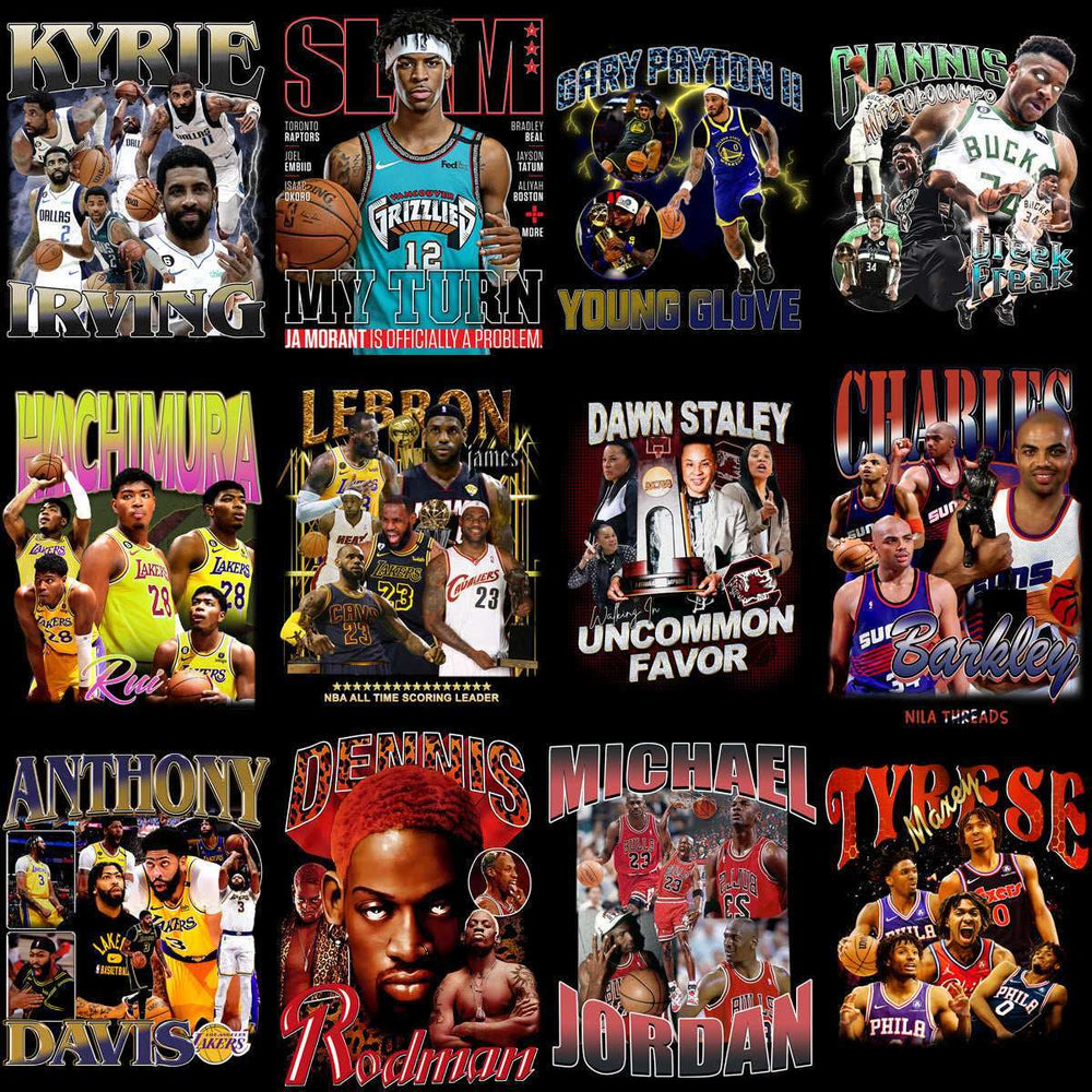 58 Basketball Teams Players Bootleg Homage Designs Bundle PNG