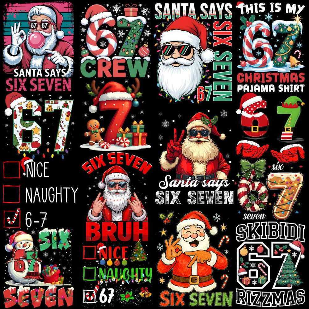 89 Cartoon CHRISTMAS 67 MEME Designs Bundle PNG