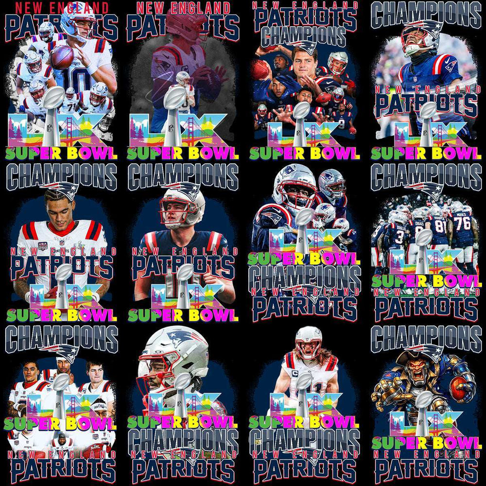 30 Super Bowl LX Champion 2026 PNG Bundle |  New England Patriots Champions | Football Champions Designs