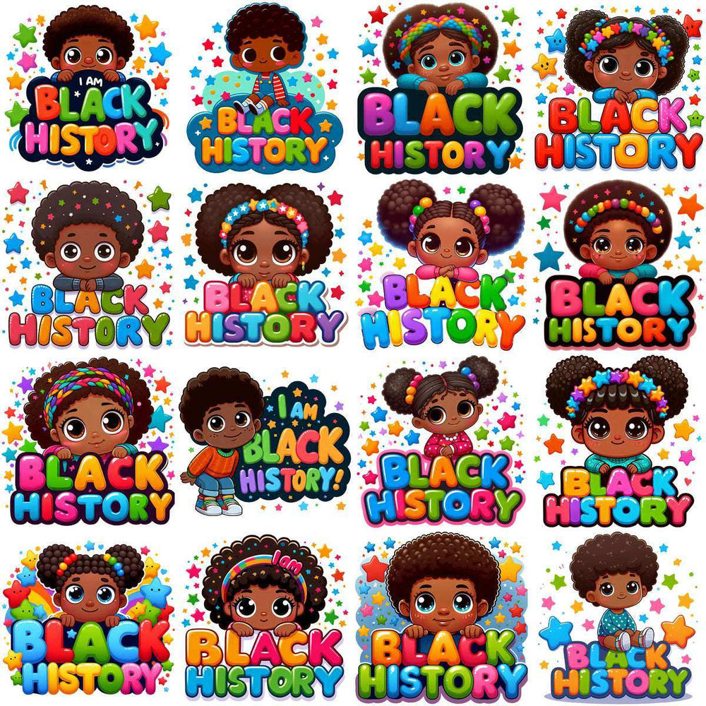 30 Black History Girls & Boys Juneteenth Designs Bundle PNG