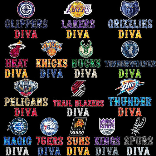 30 Glitter Diva Basketball Teams Logo Designs Bundle PNG