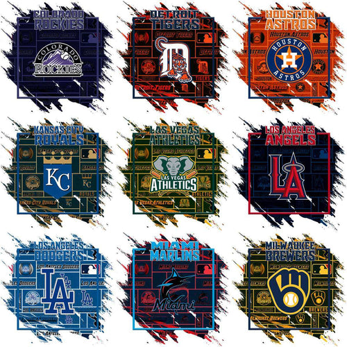 30 Baseball Teams Grunge Square Logo Designs Bundle PNG
