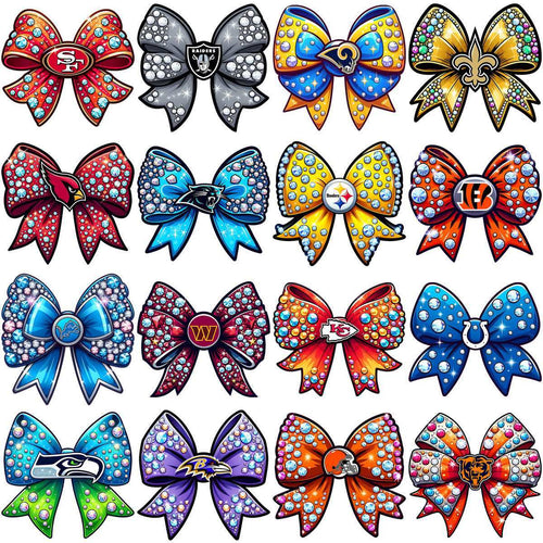 32 Football Teams Bling Bling Bow Designs Bundle PNG