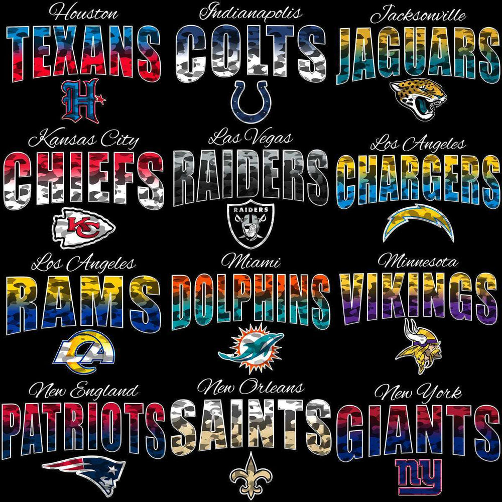 32 Football Logo Teams Camouflage Designs Bundle PNG