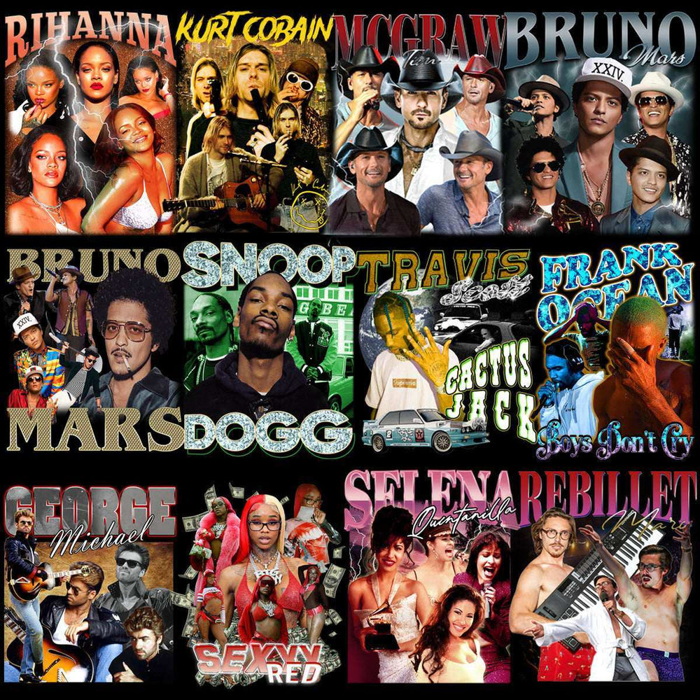 54 Music Stars Bootleg Mixed Designs Bundle PNG