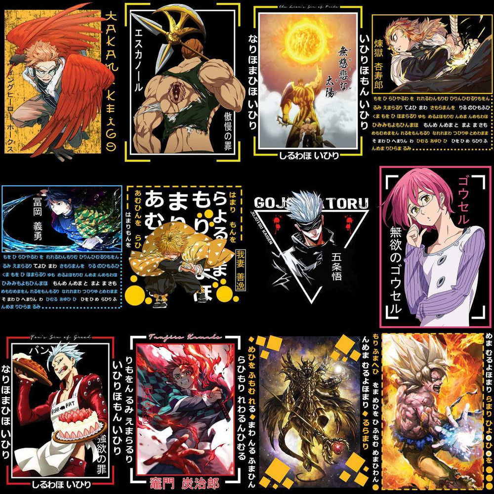 40 Anime Characters Mixed Streetwear Designs Bundle PNG