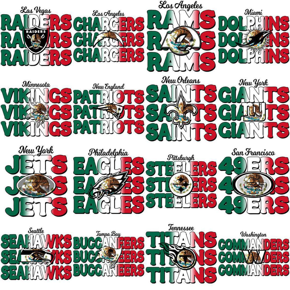 32 Mexico Heritage Football Teams Mexican Designs Bundle PNG