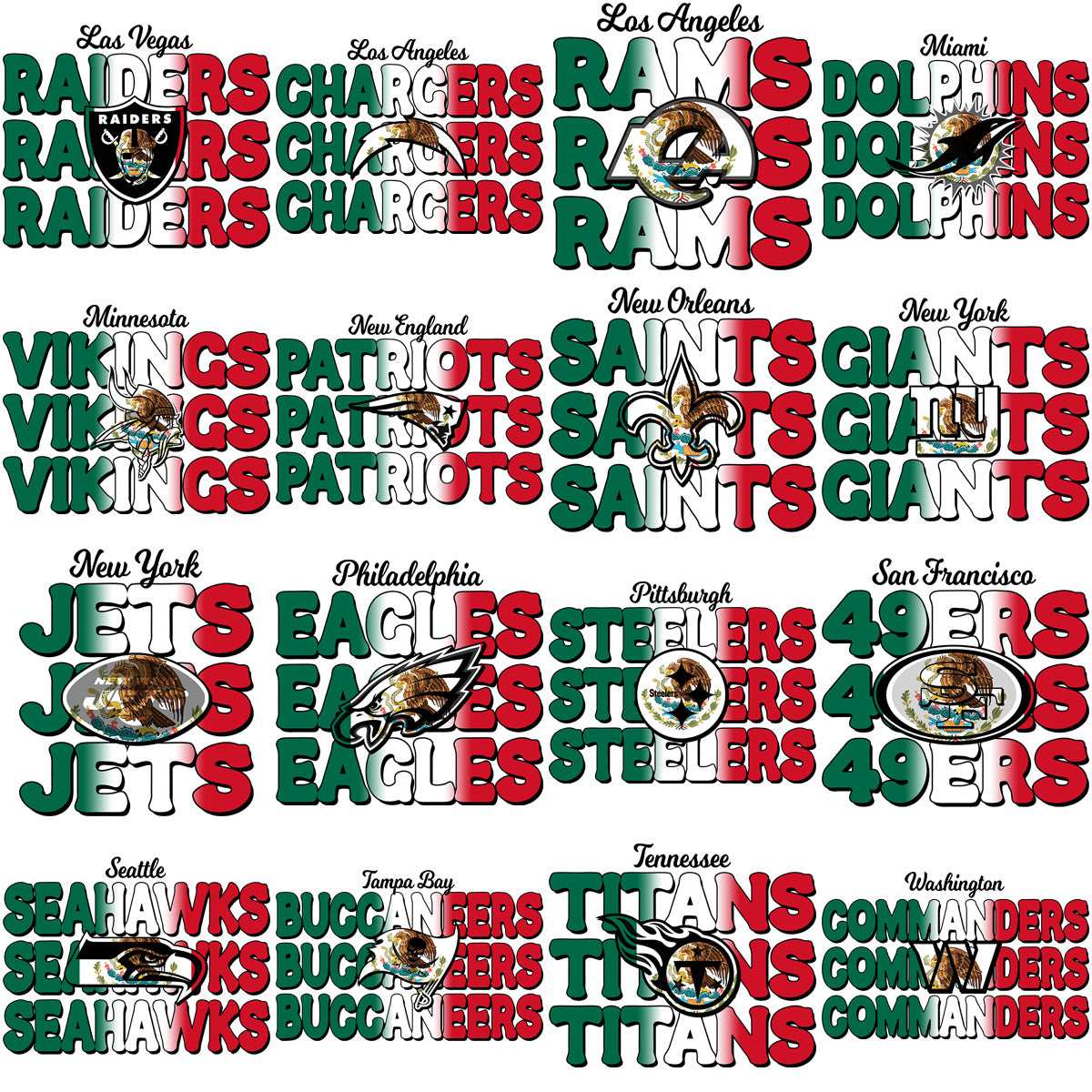 32 Mexico Heritage Football Teams Mexican Designs Bundle PNG