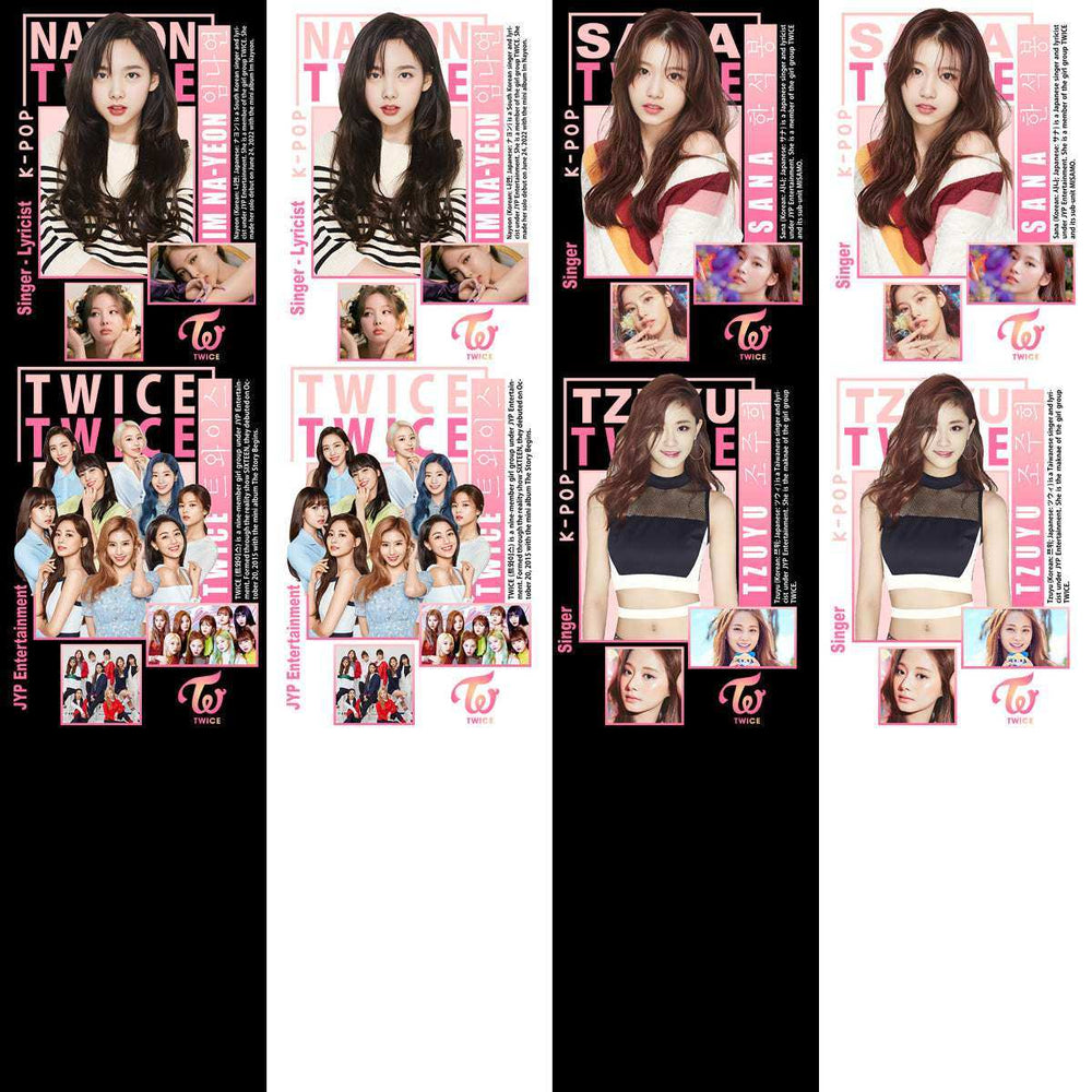 10 KPOP Stars Band Twice Streetwear Black + White Designs Bundle PNG