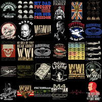 Lade Bild in die Galerieansicht, WWII &amp; WWI military designs bundle for DTF DTG, featuring tanks, planes, helmets, quotes &amp; patriotic graphics
