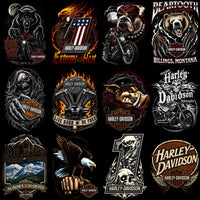 Cargar imagen en el visor de la galería, Harley-Davidson themed designs with wolves, eagles, skulls, and motorcycles for DTG/DTF printing
