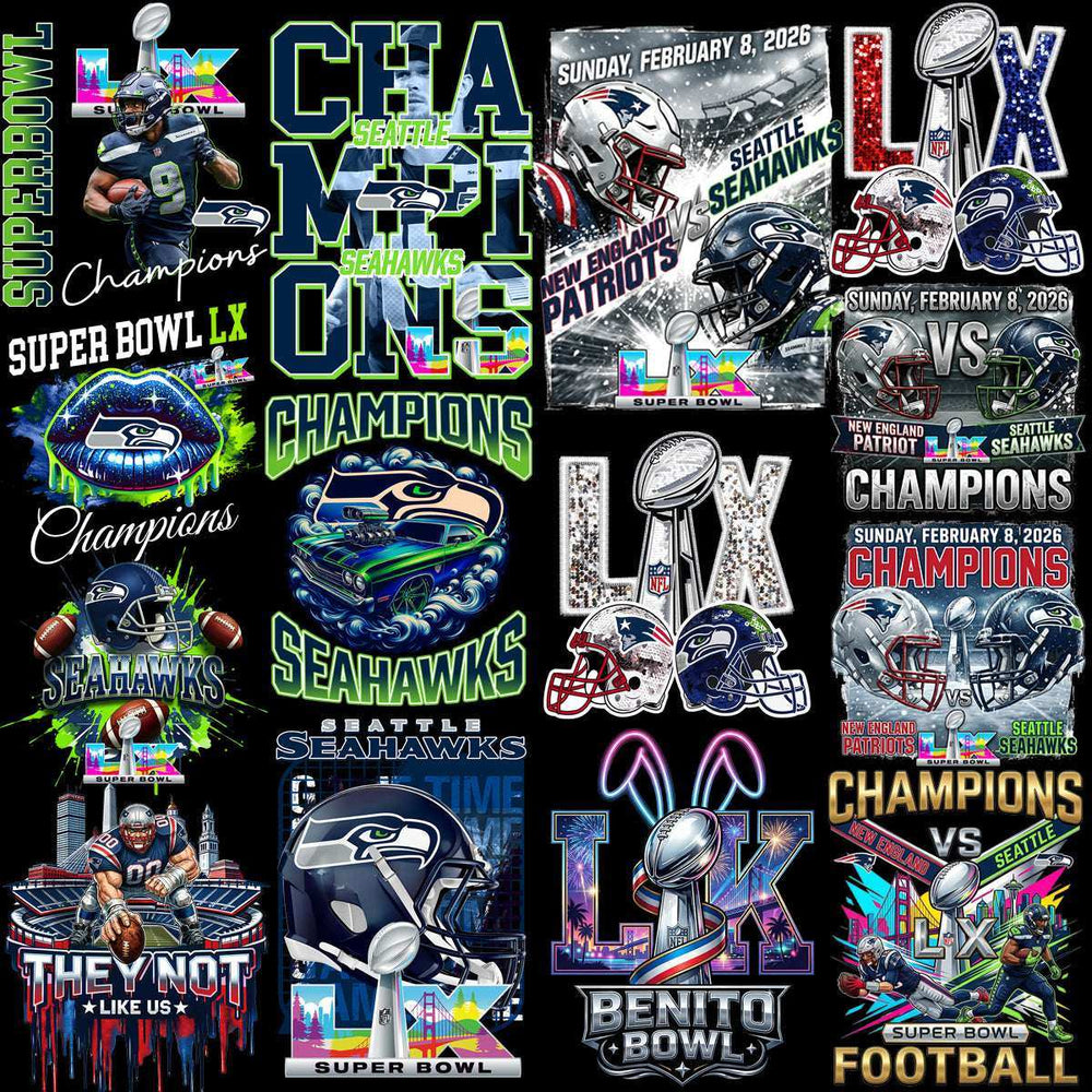 35 Super Bowl LX Champion 2026 PNG Bundle | Seattle Seahawks Champions | Football Champions Designs