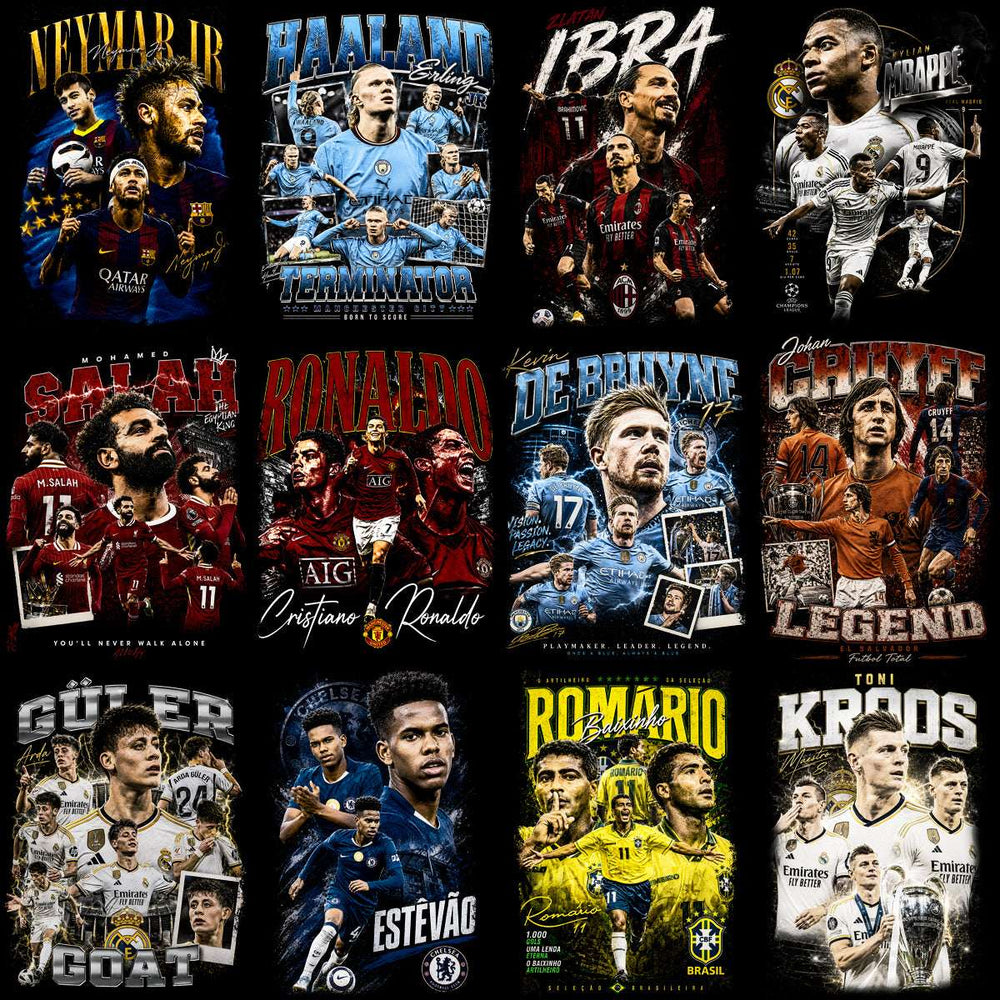 59 Soccer Players Legends of Football Halftone Bootleg Designs Bundle PNG