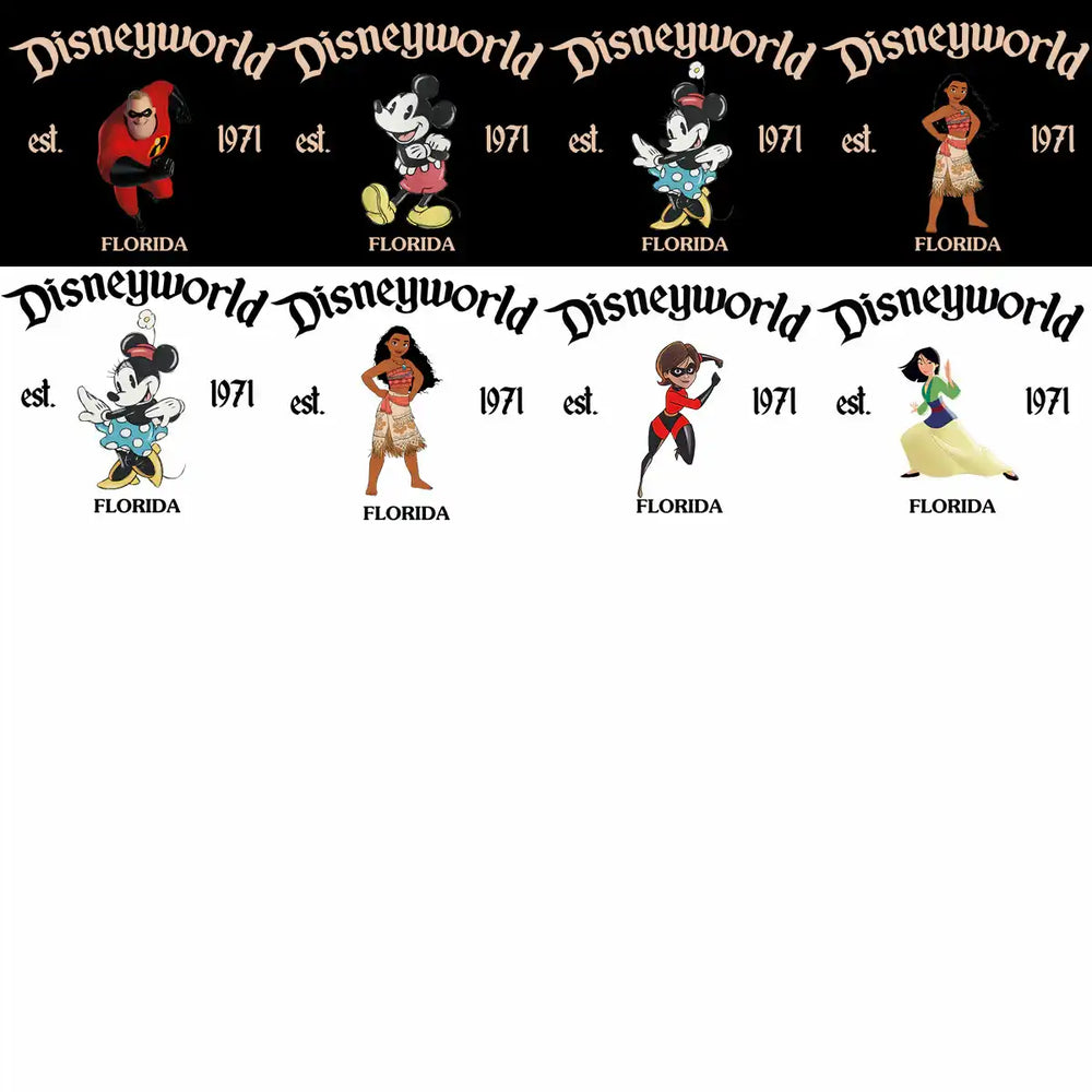 35 Cartoons EST Disneyworld Florida Mix Designs Bundle PNG