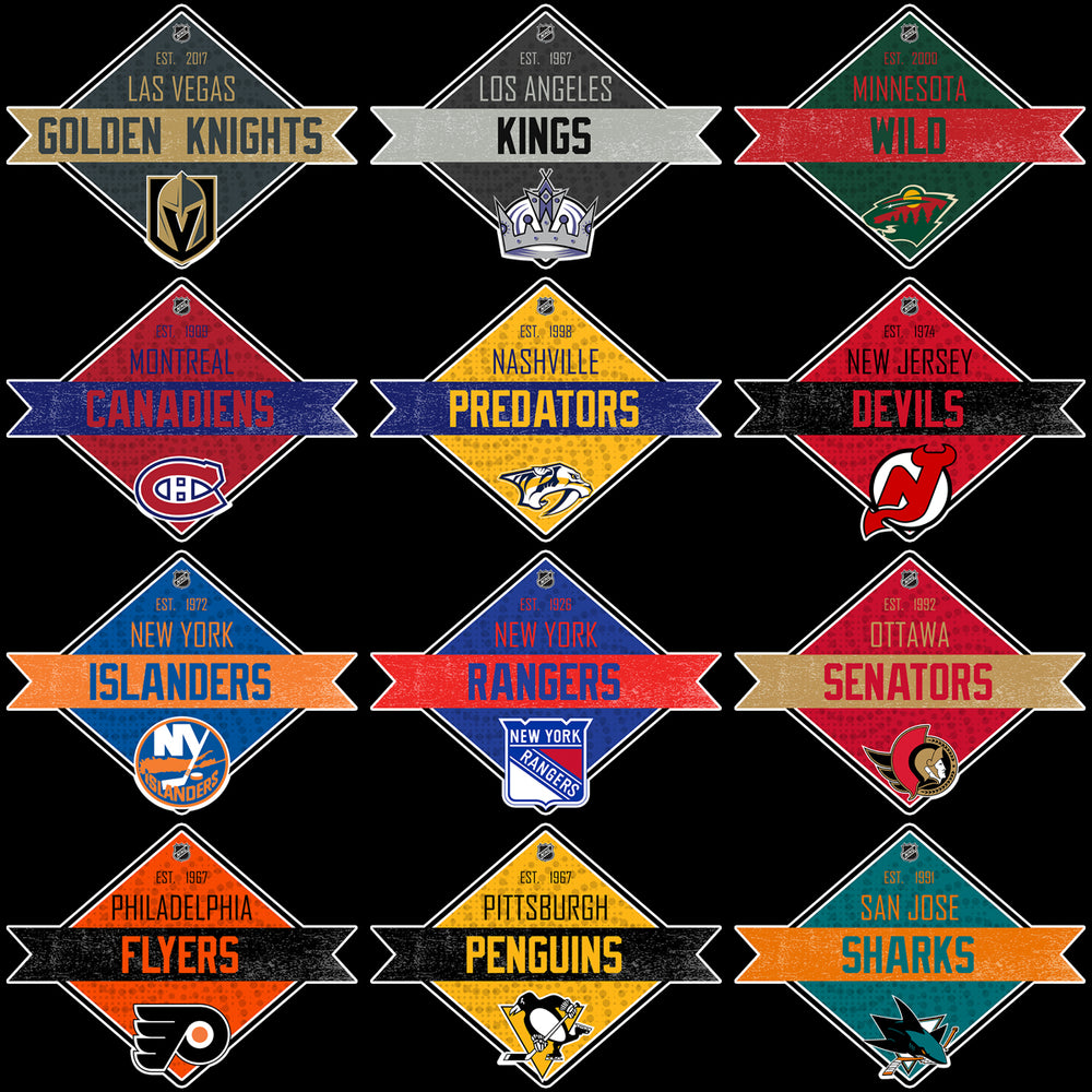 32 Ice Hockey Teams Diamond Ribbon Logos Designs Bundle PNG