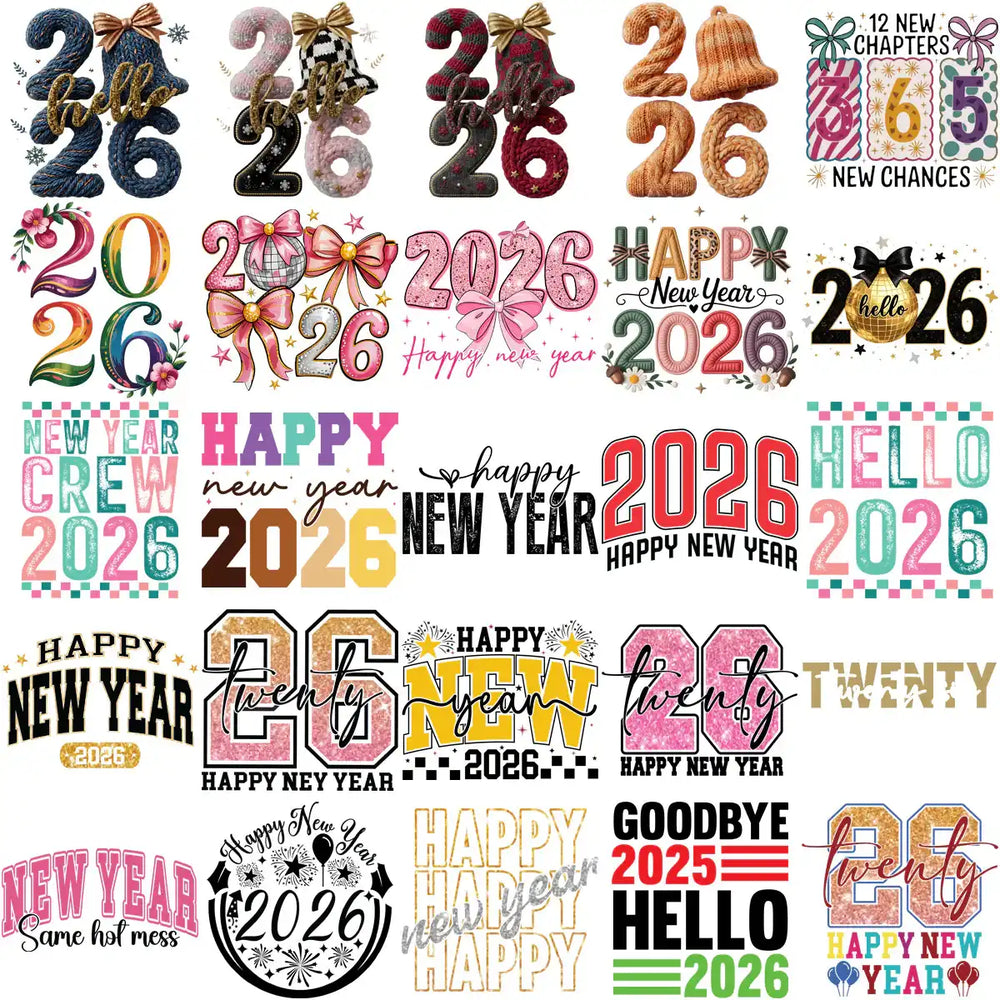60 Happy New Year 2026 Designs Bundle PNG