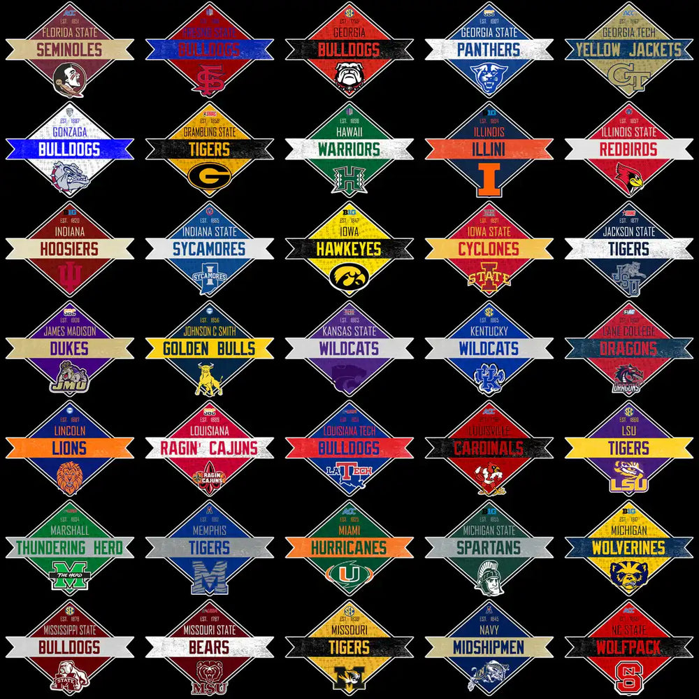 129 College NCAA City Ribbon Typography Logo PNG Designs Bundle
