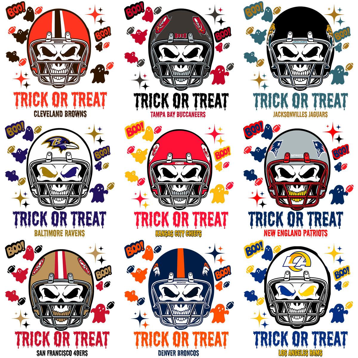 30 Trick or Treat Halloween Helmet Football Designs Bundle PNG