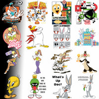 Load image into Gallery viewer, Looney Tunes characters in print-ready designs for t-shirts and embroidery, featuring Bugs Bunny, Tweety, and more.
