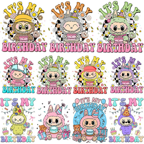 25 Birthday Cartoon Boys and Girls Anniversary Labubu Designs Bundle PNG