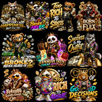 Load image into Gallery viewer, 24 Swag Animals Financial Independence Designs Bundle PNG
