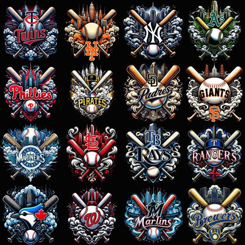 30 Baseball Smoke Teams Designs Bundle PNG
