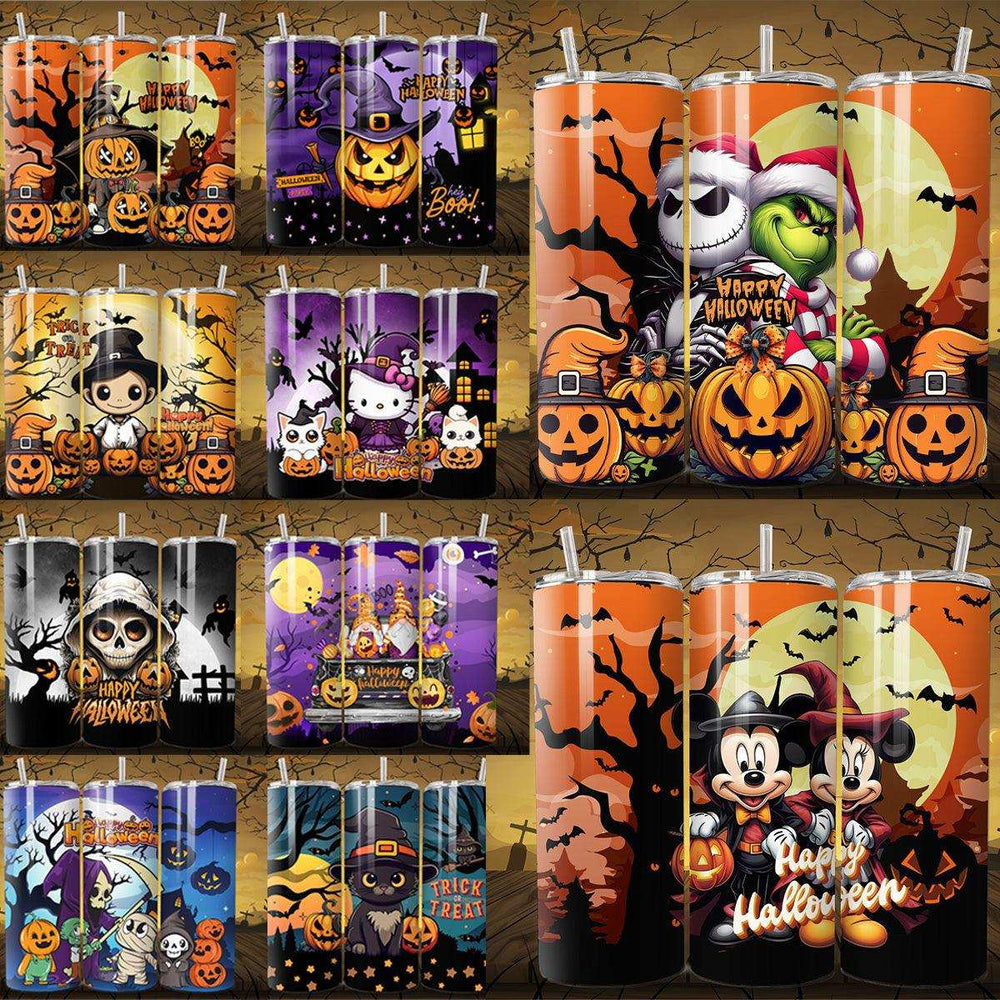10 Cute Halloween Cartoon Tumbler Wrap Bundle JPG