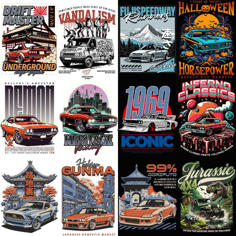 48 Streetwear Cars Designs Bundle PNG