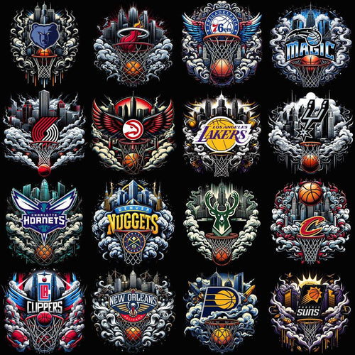 30 Smoke Basketball Teams Designs Bundle PNG