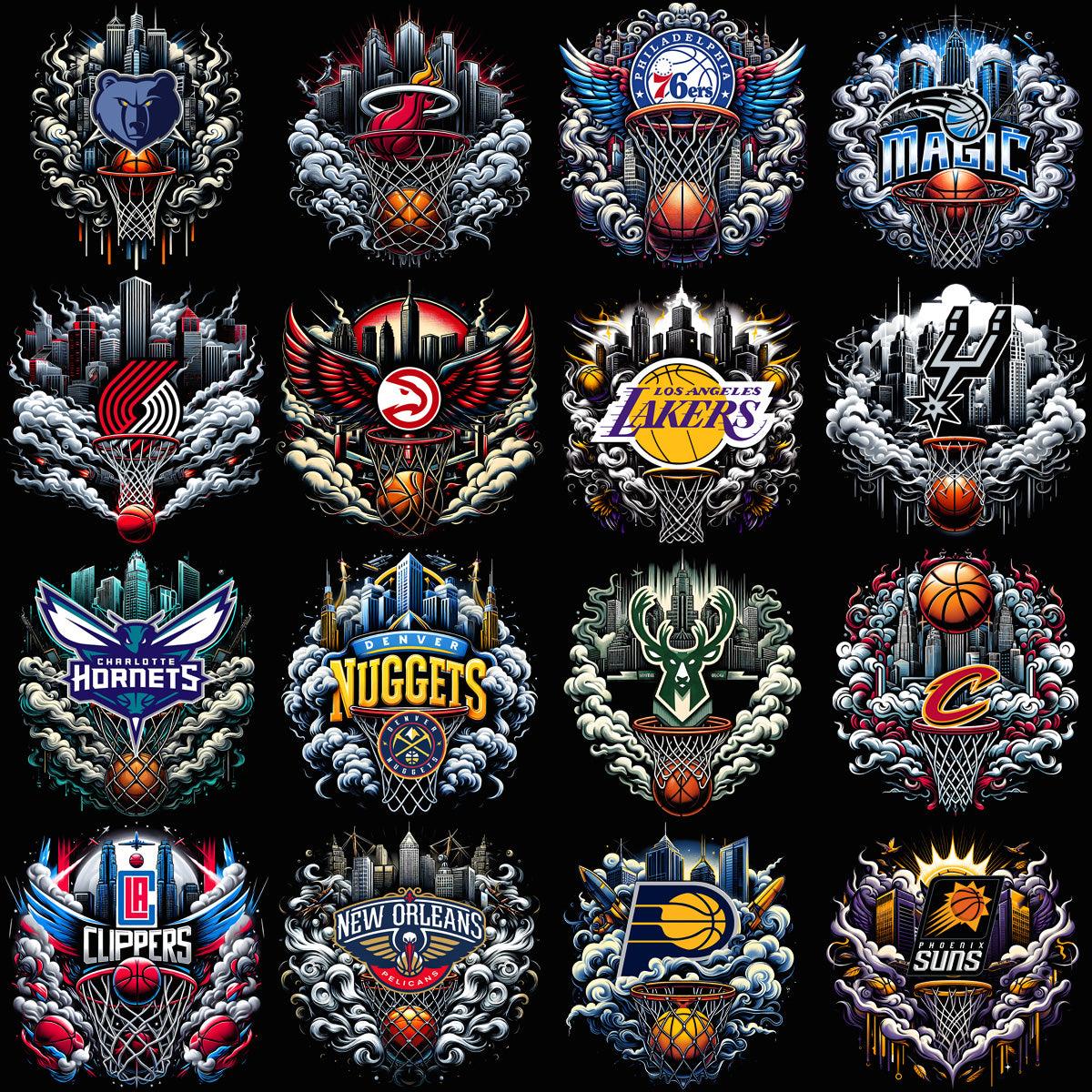 30 Smoke Basketball Teams Designs Bundle PNG