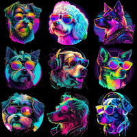 Load image into Gallery viewer, 25 Neon Dogs Animals Designs Bundle PNG
