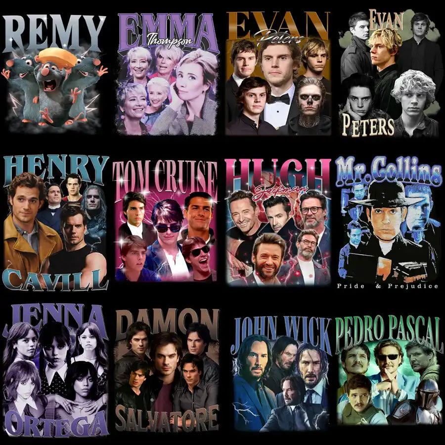 63 Popular Movies Series Artists Bootleg Designs Bundle PNG