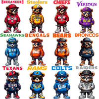 Load image into Gallery viewer, 32 Teddy Bear Swag Football Designs Bundle PNG
