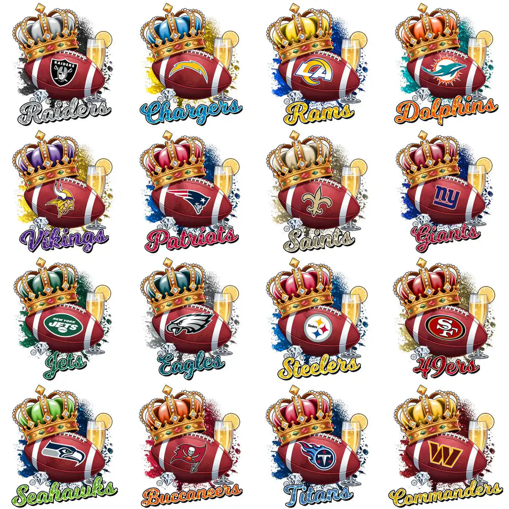 32 Football Luxury King Teams Designs Bundle PNG