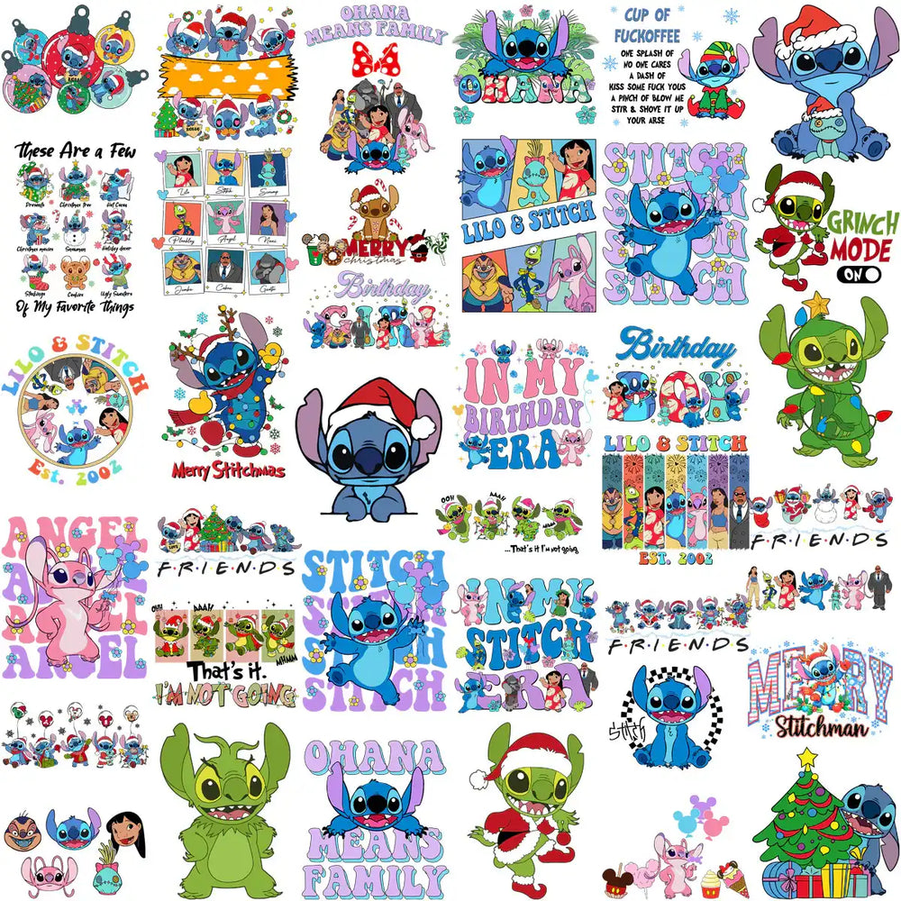 100 Cartoons CHRISTMAS Stitch Designs Bundle PNG