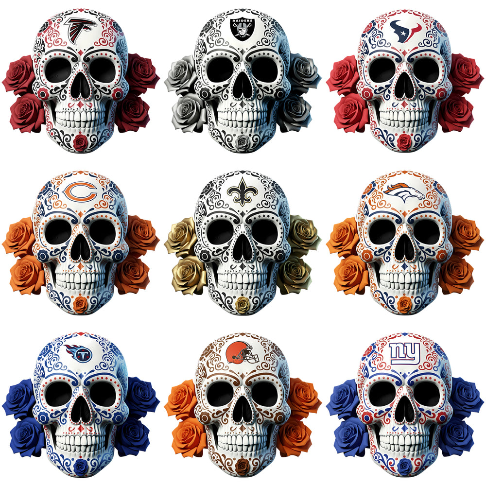 32 Football Teams Floral Days of the Deads Skull Designs Bundle PNG